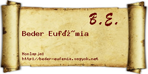 Beder Eufémia névjegykártya